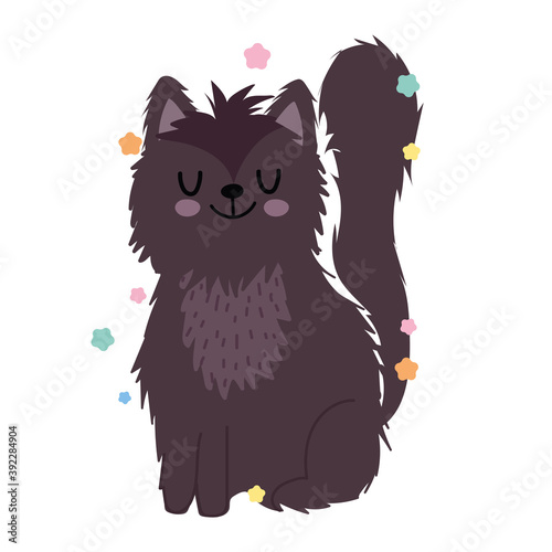 cat sitting pet cartoon animal stars white background