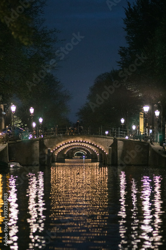 Amsterdam light canals in the night