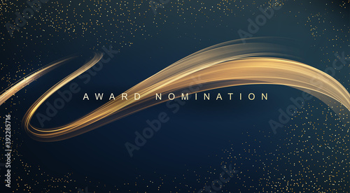 Award nomination ceremony luxury background with golden glitter sparkles photo
