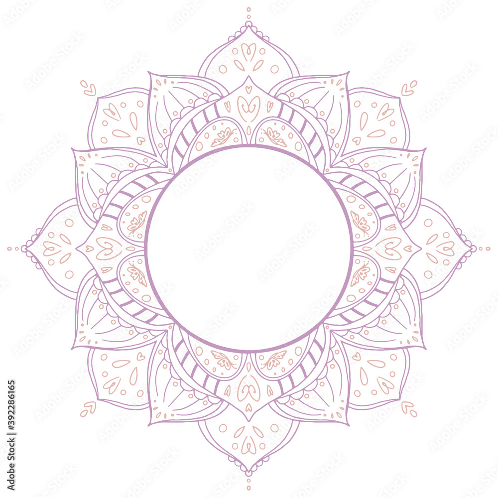 mandala frame circle cute line hand drawn pastel color