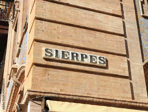 Sierpes street, famous and historic shopping street located in the historic center of Seville, Andalusia, Spain