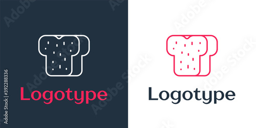 Logotype line Bread toast for sandwich piece of roasted crouton icon isolated on white background. Lunch, dinner, breakfast snack. Logo design template element. Vector.