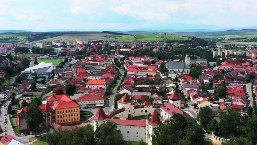 Aerial view of the castle in the town of Kezmarok in Slovakia Aerial view of the castle in the town of Kezmarok in Slovakia