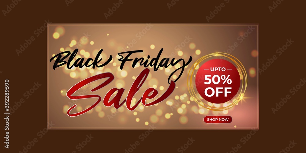 Vector illustration of Black Friday Sale banner, upto 50% off, shop now, offer template for website and UI. Vector illustration of Black Friday Sale banner, upto 50% off, shop now, offer template for website and UI.