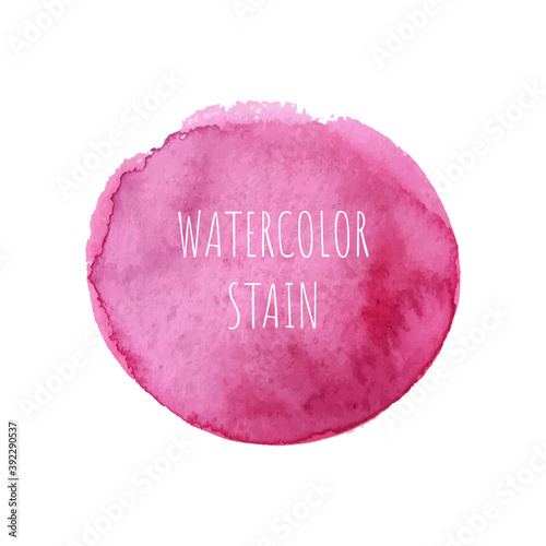 Burgundy circle painted with watercolors isolated on a white background. Watercolor background burgundy