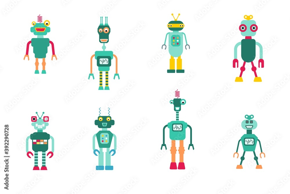 Fototapeta premium Retro robots vector set