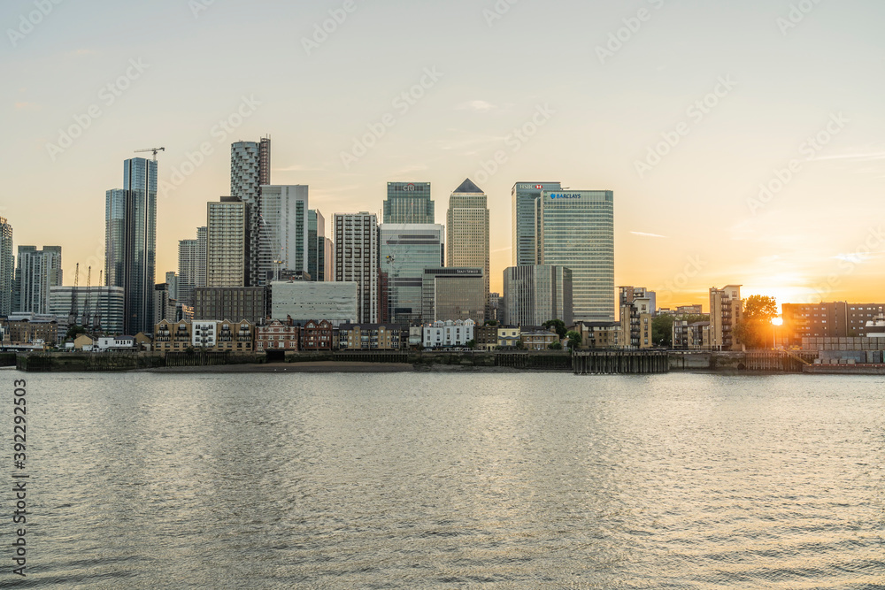 Canary Wharf and the River Thames, Docklands, London Canary Wharf and the River Thames, Docklands, London