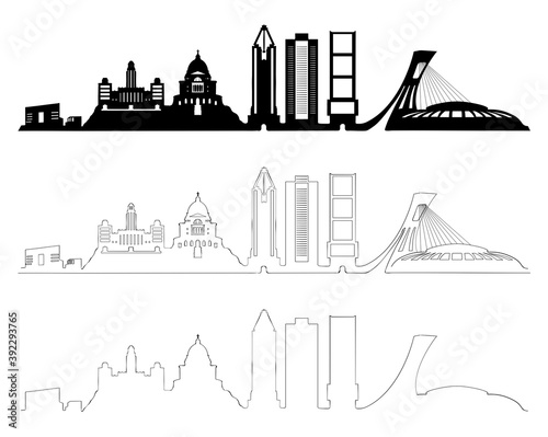 Montreal skyline set, black and white