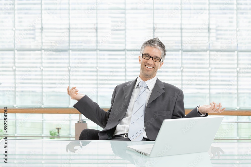 Happy businessman in modern business office Happy businessman in modern business office