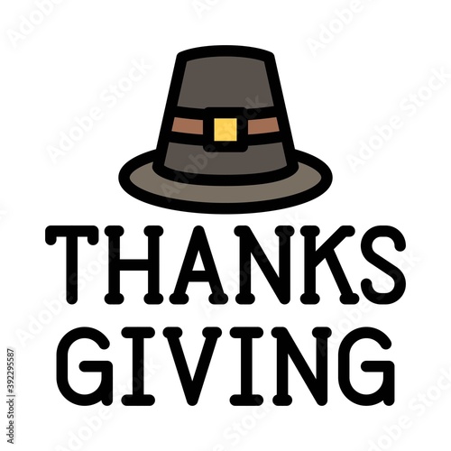 Capotain hat with thanksgiving icon, Thanksgiving related vector photo