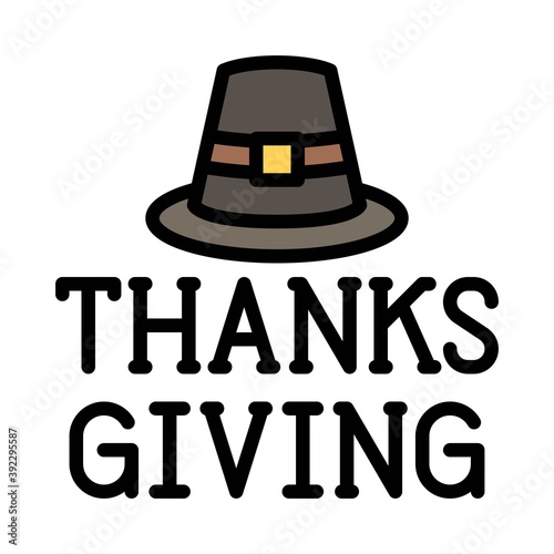 Capotain hat with thanksgiving icon, Thanksgiving related vector