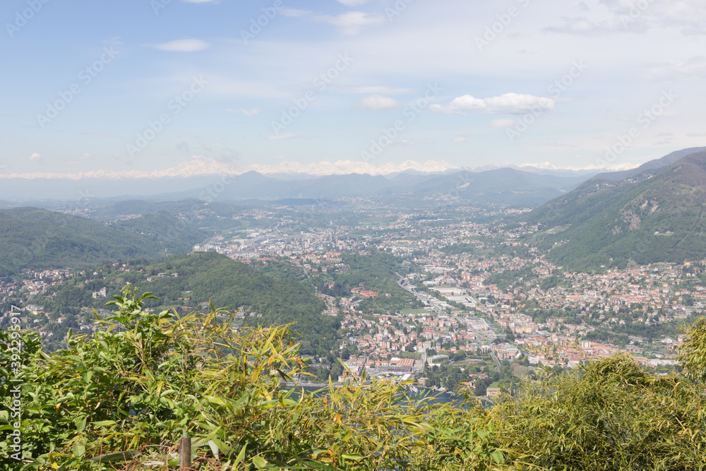 Fototapeta premium view from the top of the mountain in Como lake.