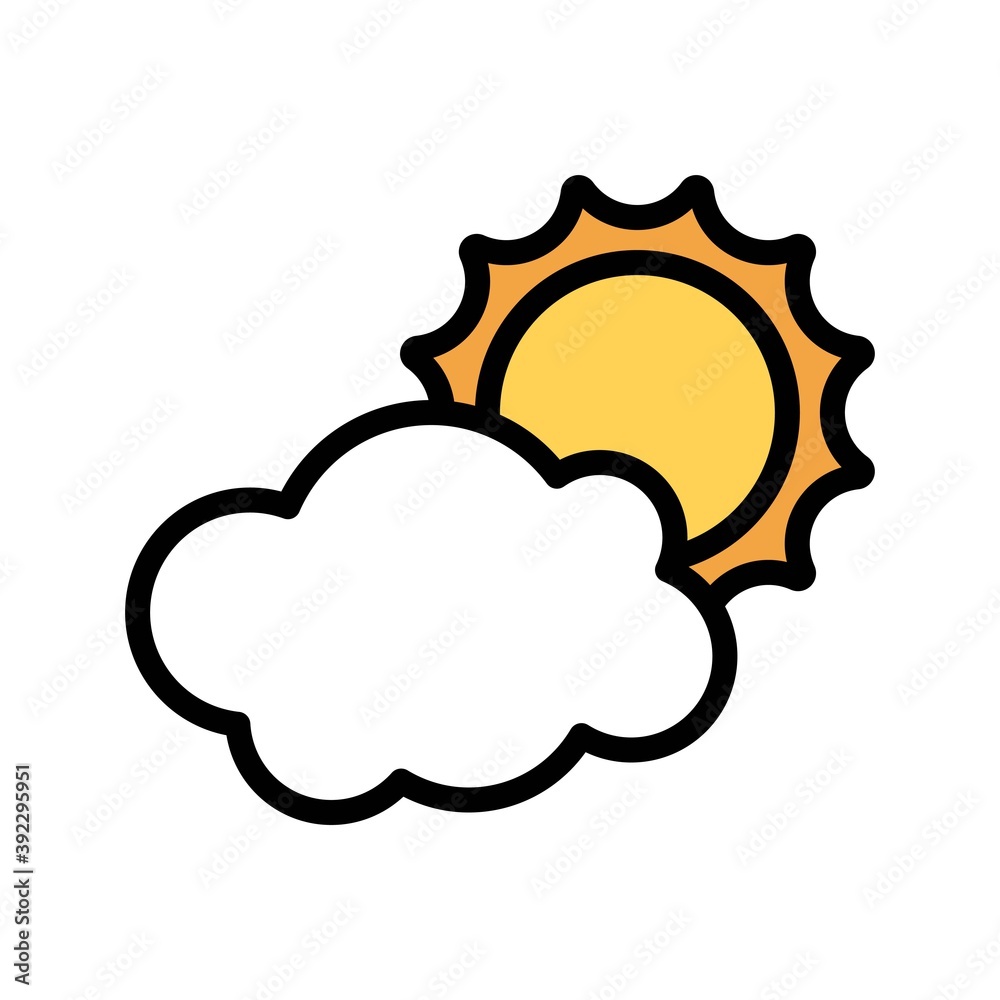 Sun behind cloud icon, Thanksgiving related vector Sun behind cloud icon, Thanksgiving related vector