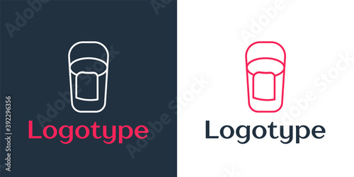 Logotype line Bucket with rag icon isolated on white background. Cleaning service concept. Logo design template element. Vector.