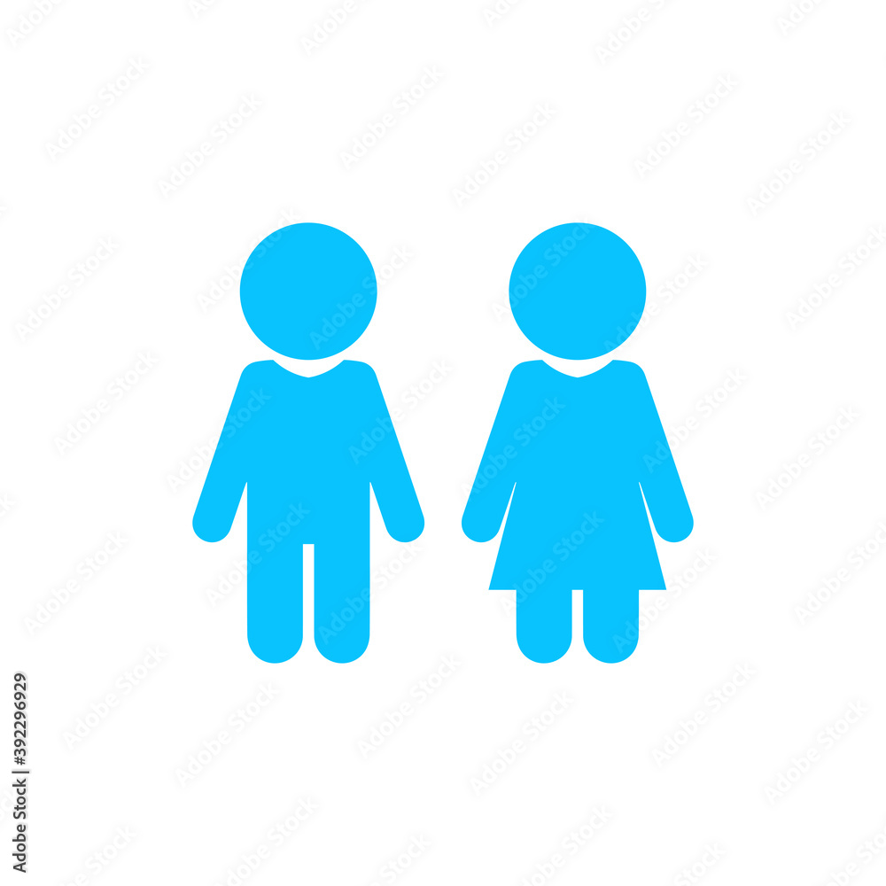 Girl and boy icon flat Girl and boy icon flat