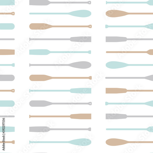Seamless pattern with oars paddle silhouette