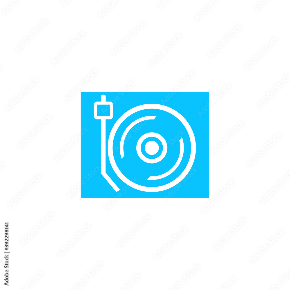 Disk Jockey turntable icon flat Disk Jockey turntable icon flat
