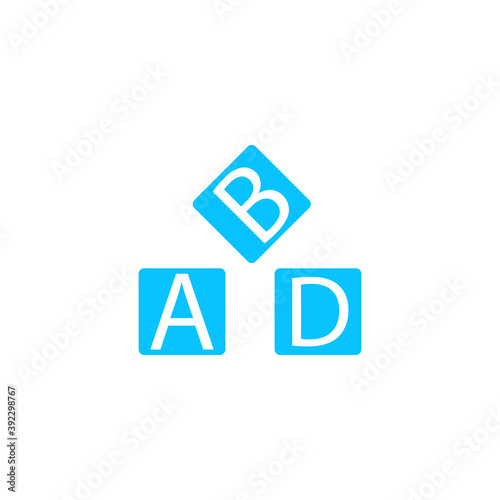 Alphabet cubes icon flat