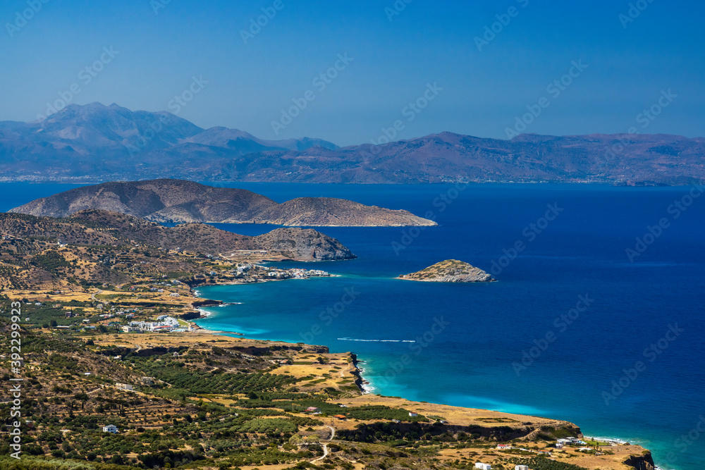 Dry coastline and crystal clear sea on the Greek island of Crete