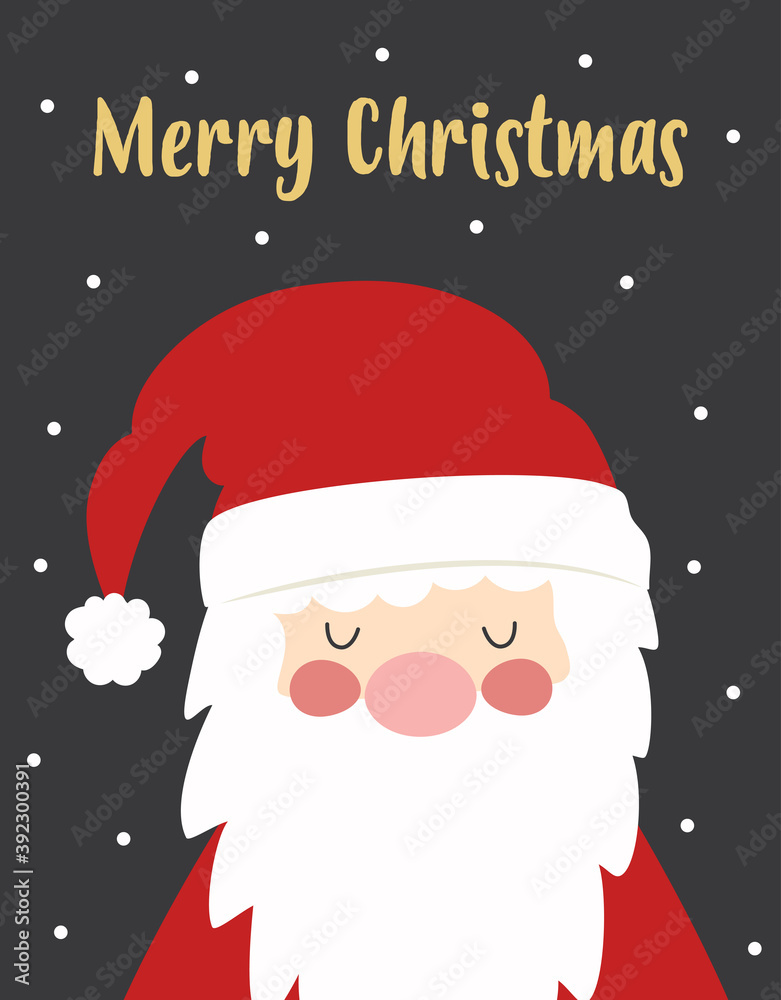 christmas card with cute santa claus isolated