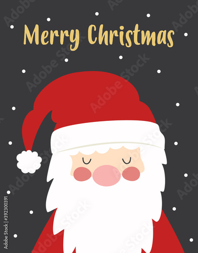 christmas card with cute santa claus isolated