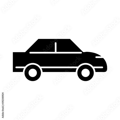 car sedan transport, side view silhouette icon isolated on white background