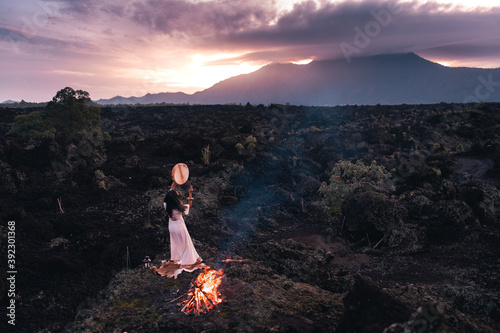 Shaman Woman With A Drum In Nature