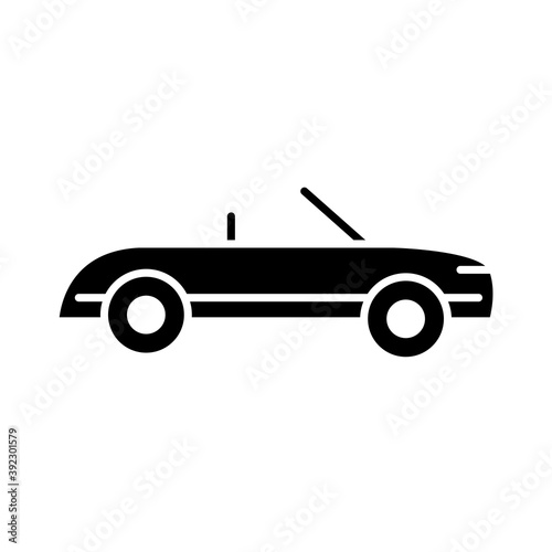 convertible car sport, side view silhouette icon isolated on white background