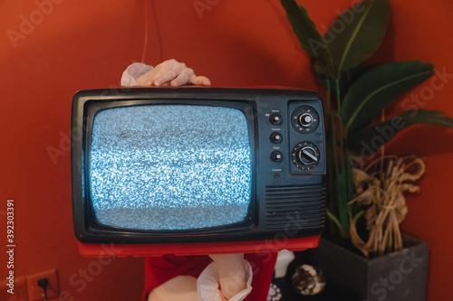 retro television in hand