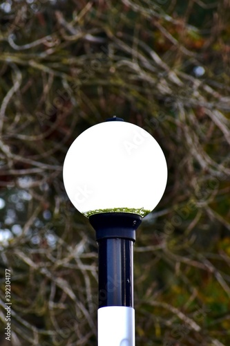 Closeup of a lantern in the park