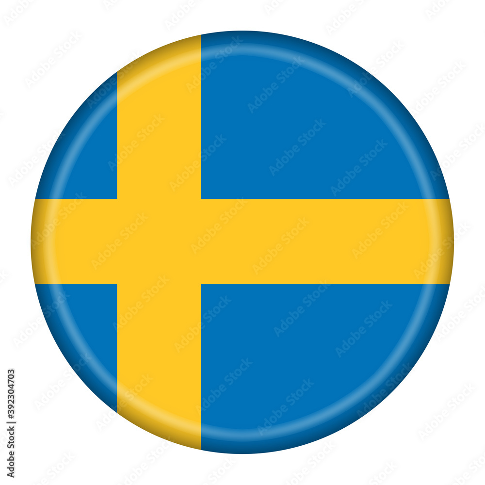 Sweden flag button 3d illustration with clipping path Sweden flag button 3d illustration with clipping path