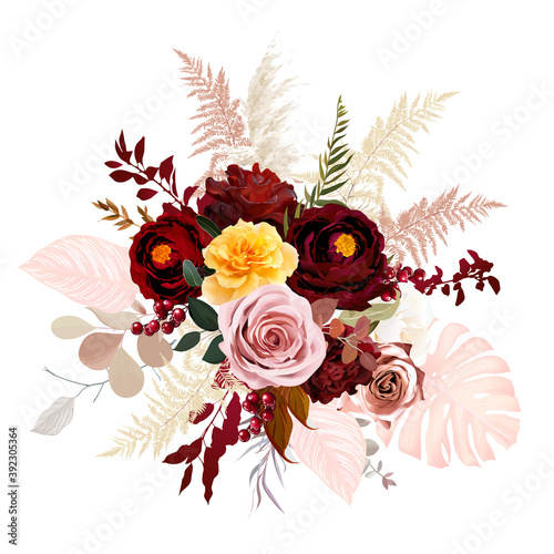 Fototapeta Naklejka Na Ścianę i Meble -  Luxurious boho trendy vector design floral bouquet