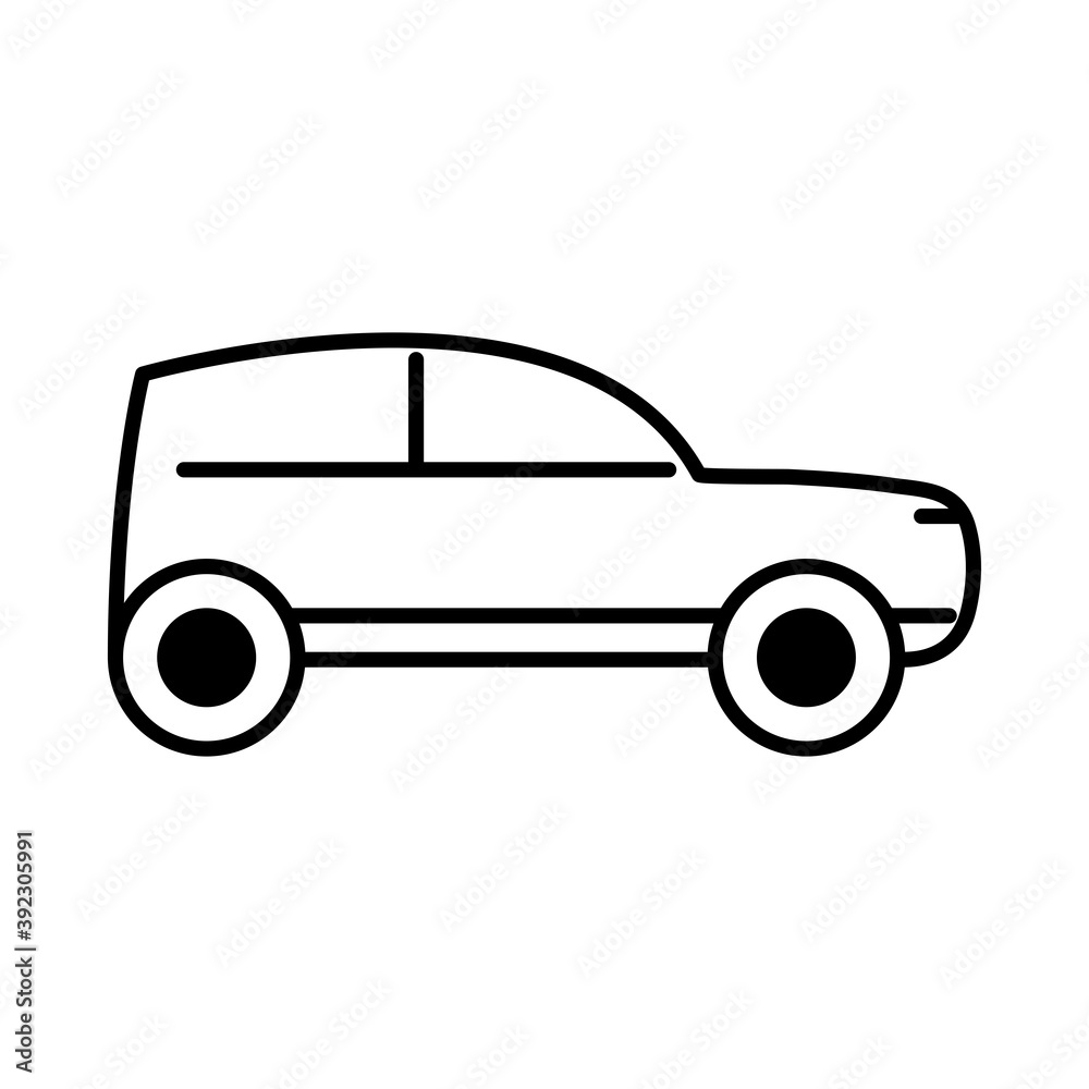Fototapeta premium coupe car transport, side view line icon isolated on white background