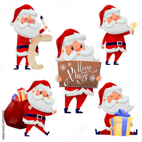 Characters with different emotions Santa