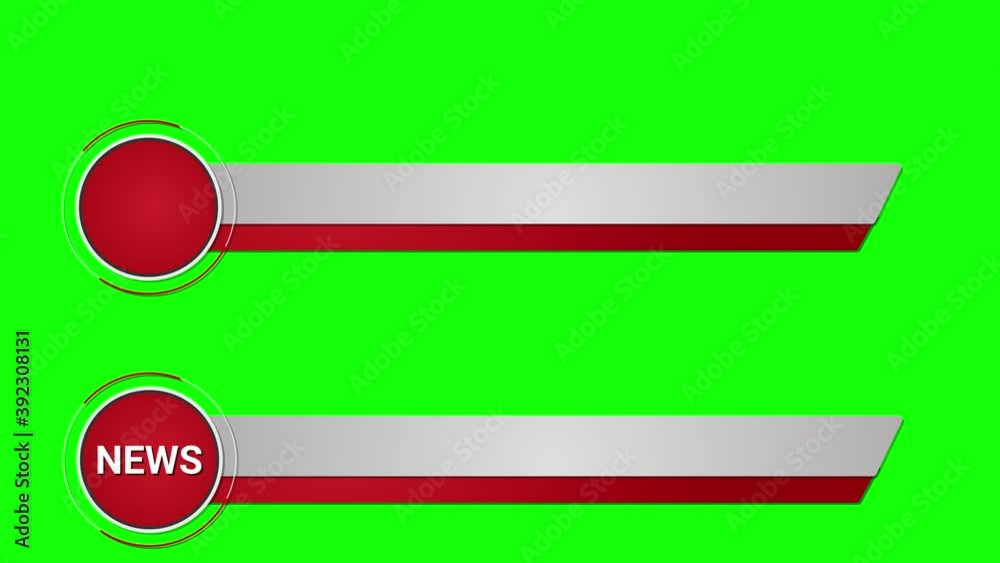 News broadcast elements on a green screen. Opening intro title Lower Third. Animation.