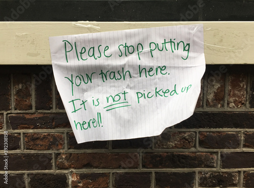 notice on building about trash
