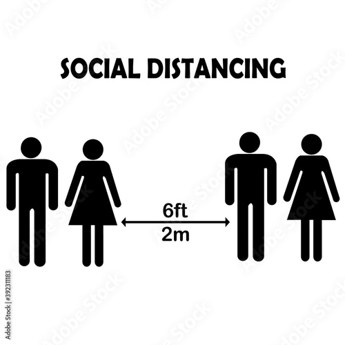 Social distancing concept with family pictograms