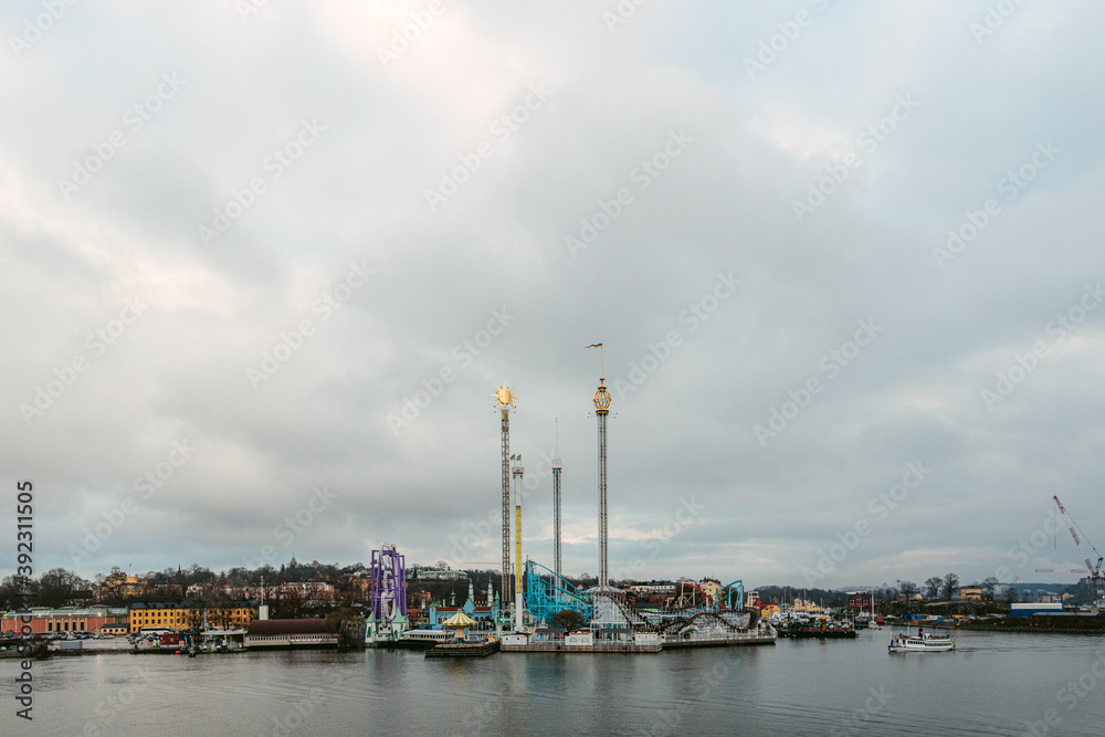 Amusement park on cloudy day Amusement park on cloudy day
