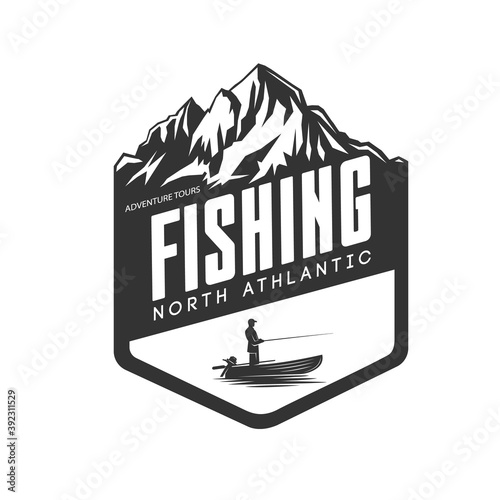 Fishing logo. Fresh seafood template design.