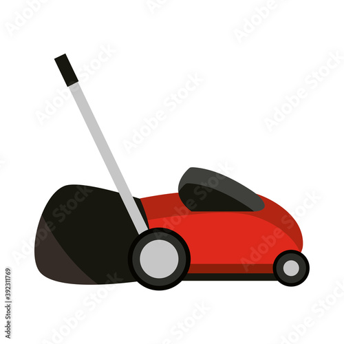electric lawn mower machine isolated on white background