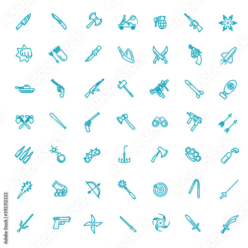 Weapons vector icons set, cold steel arms