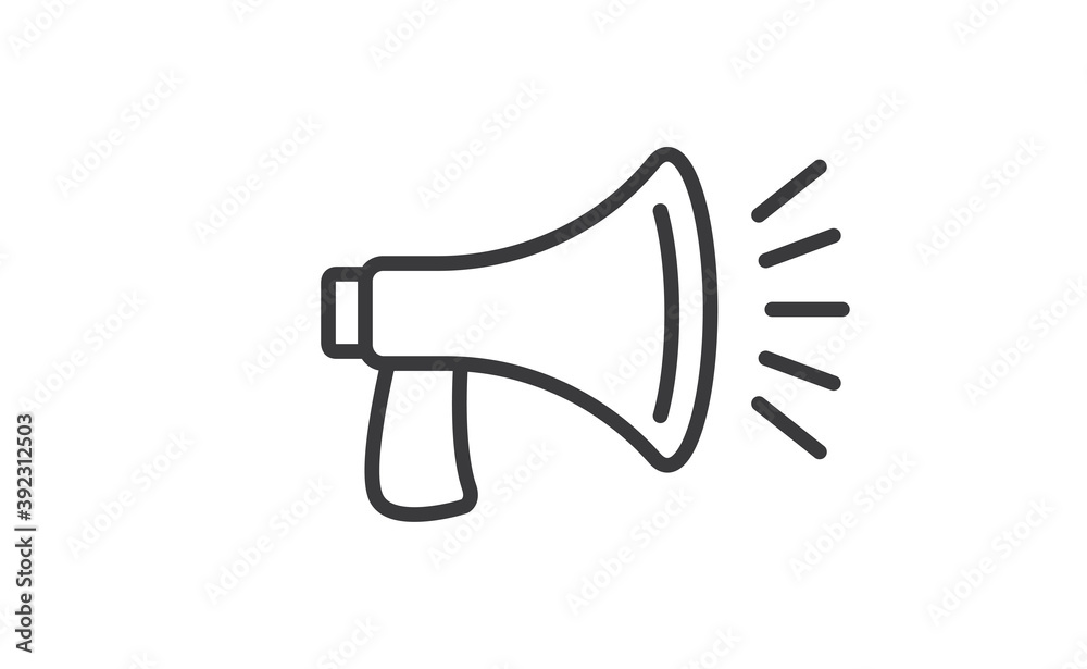 Loudspeaker megaphone linear vector icon Loudspeaker megaphone linear vector icon