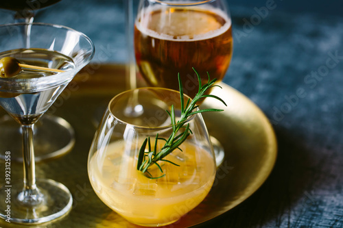 A tray of drinks.