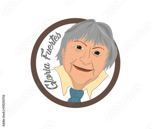 Vector Illustration of Gloria Fuertes, the poet, a vector linear illustration of a portrait of the spanish writer, in his 100th anniversary of his birthday