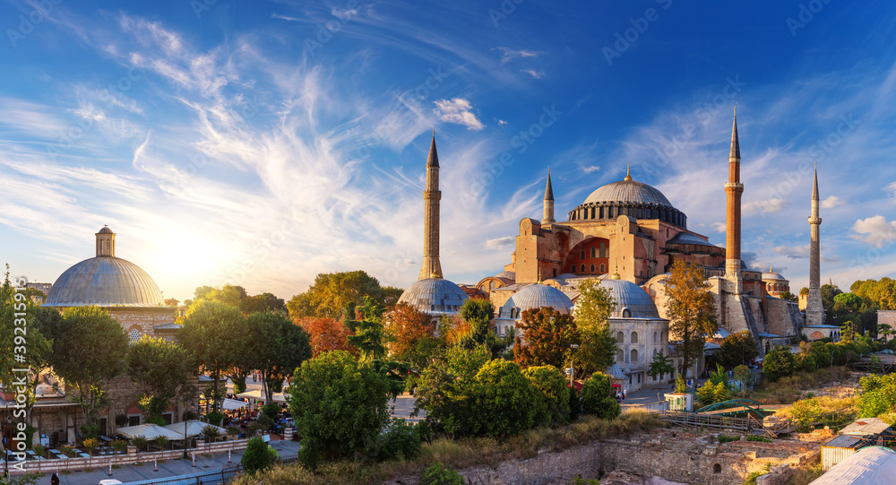 Naklejka premium The Hagia Sophia Grand Mosque and museum of Istanbul, Turkey