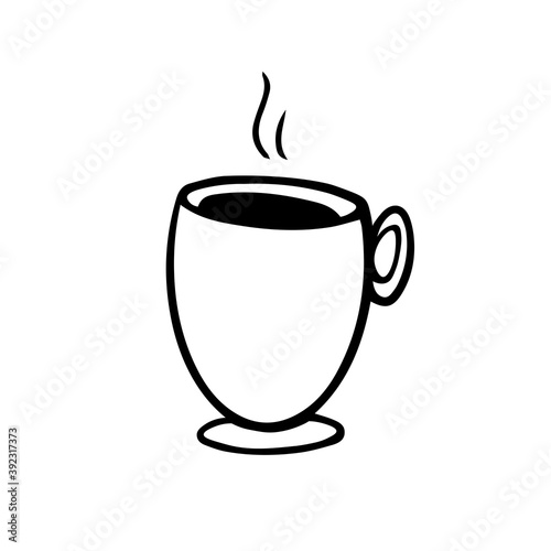 Icon of a cup of coffee. Outline image with a cup of tea on white background. Vector illustration.