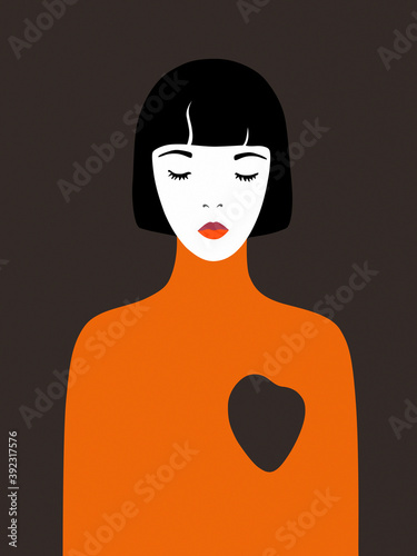 Illustration of a woman without heart