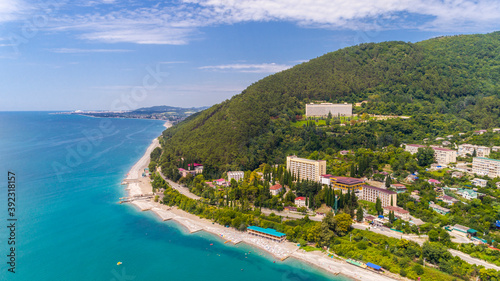 Fototapeta Naklejka Na Ścianę i Meble -  View from drone on Black sea coast resort