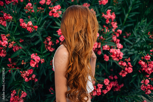 Girl and flowers. photo