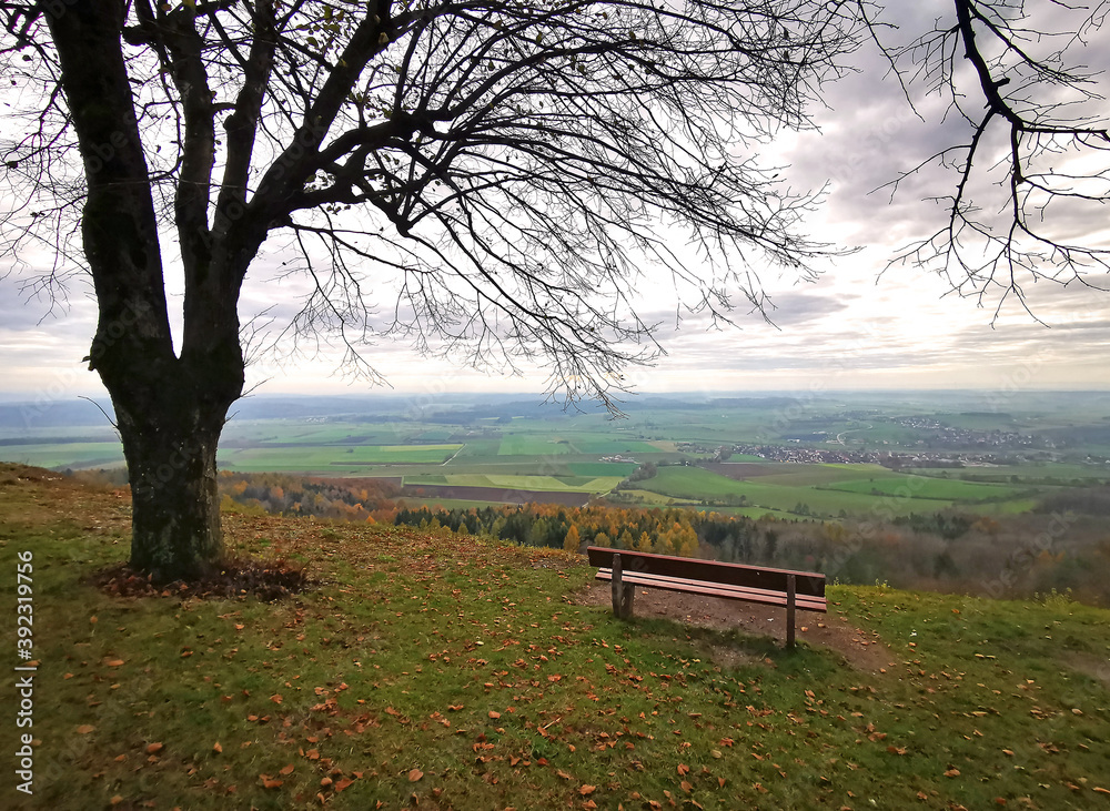 beautiful view from a mountain to an autumn landscape